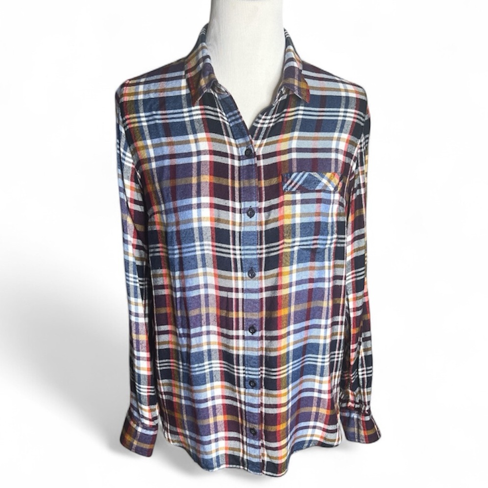 Blouse Top Lucky Brand Plaid SM Soft Cowgirl Western Cute Modal Viscose